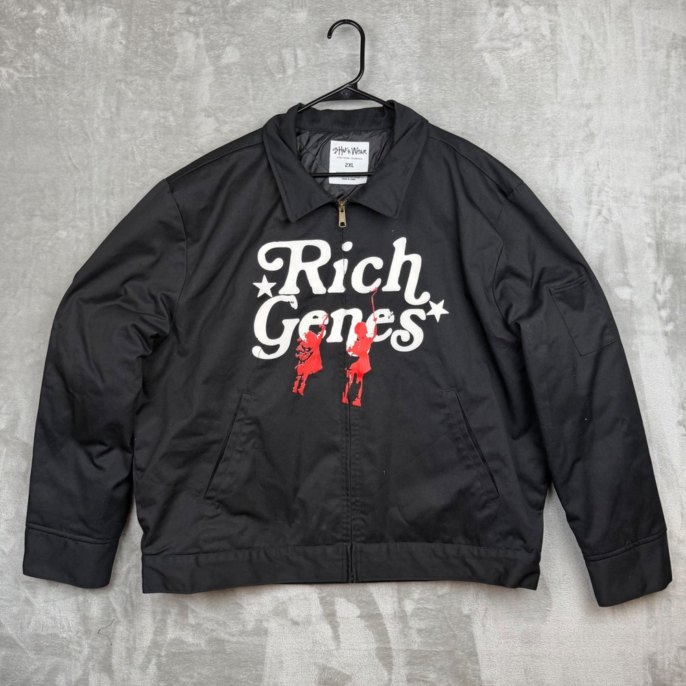 Shaka Wear Rich Genes Departement Of The Riches Black Work Jacket Mens 2XL Zip